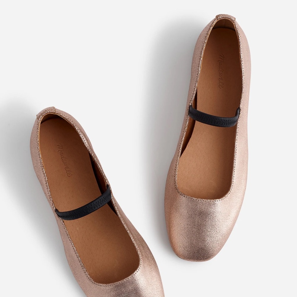 Madewell Greta ballet flat in 9.5 rose gold metallic